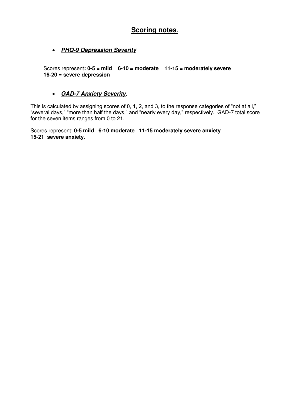 Gad-7 Anxiety and Phq-9 Depression Assessment Chart, Page 3