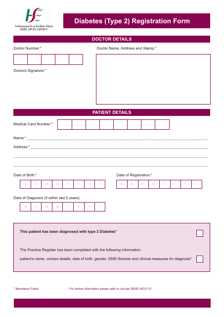 Diabetes (Type 2) Registration Form Download Pdf