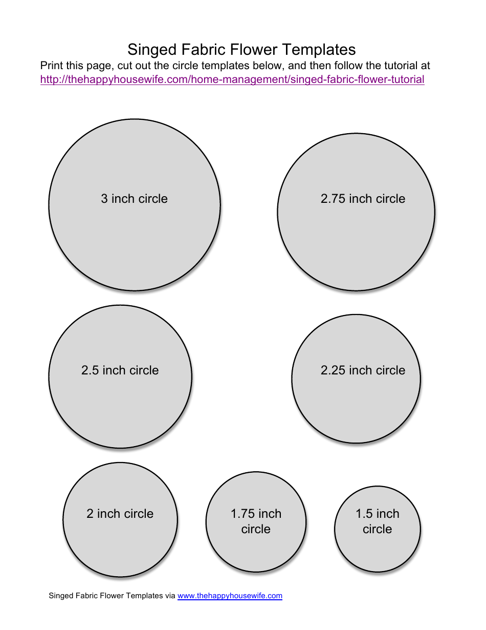 Singed Fabric Flower Templates Download Printable PDF | Templateroller