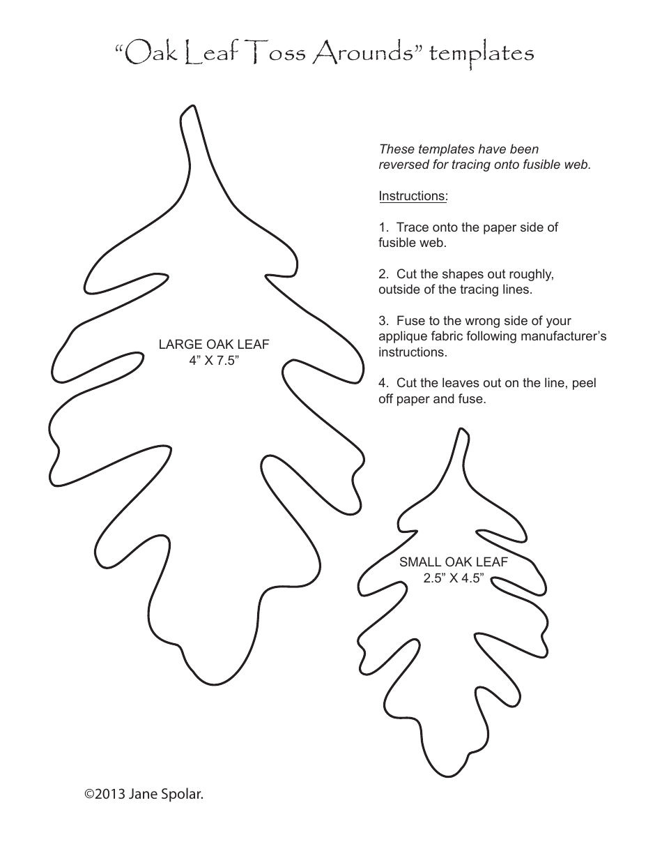 Oak Leaf Toss Arounds Templates - Jane Spolar Download Printable PDF ...