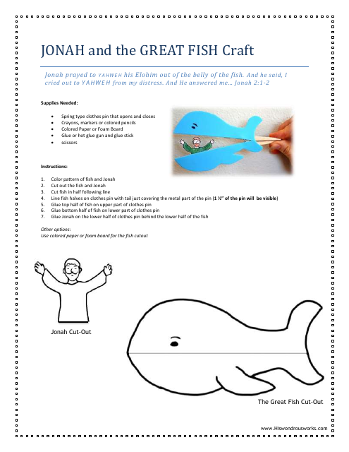 Jonah and the Great Fish Craft Template - High-Quality Printable Design