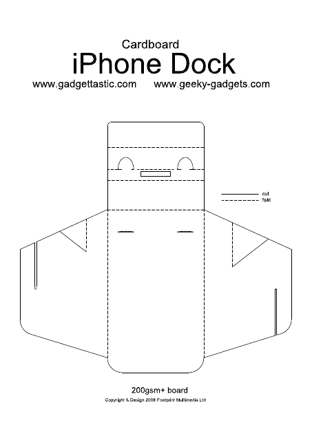 Cardboard iPhone Dock Template Image Preview