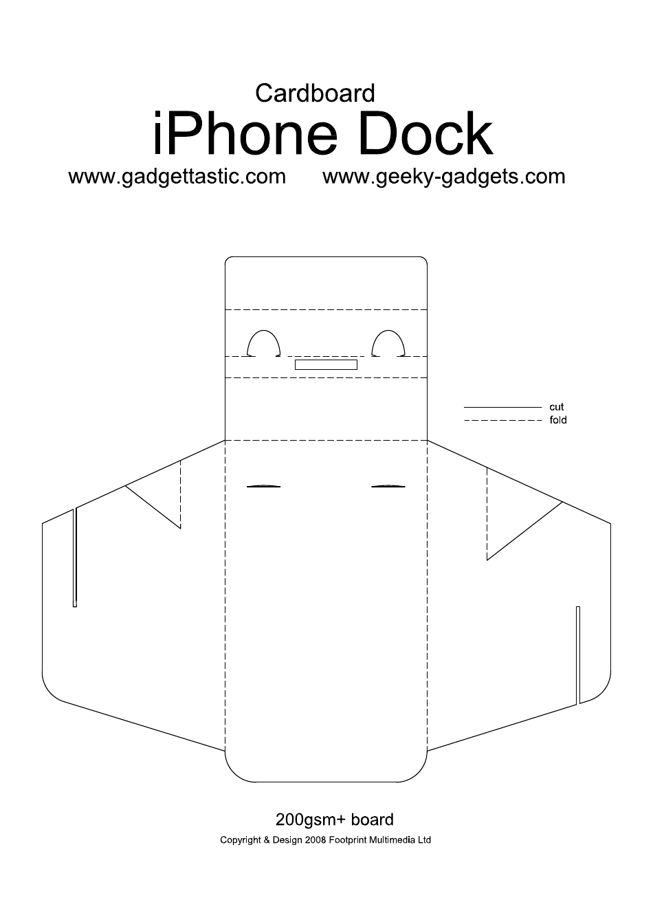 Cardboard iPhone Dock Template Image Preview
