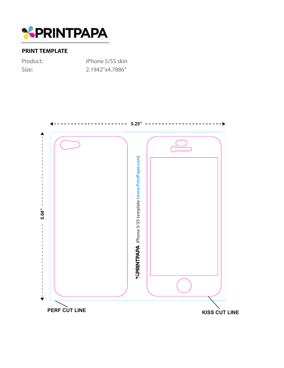 Iphone 5/5s Skin Template Download Printable PDF | Templateroller