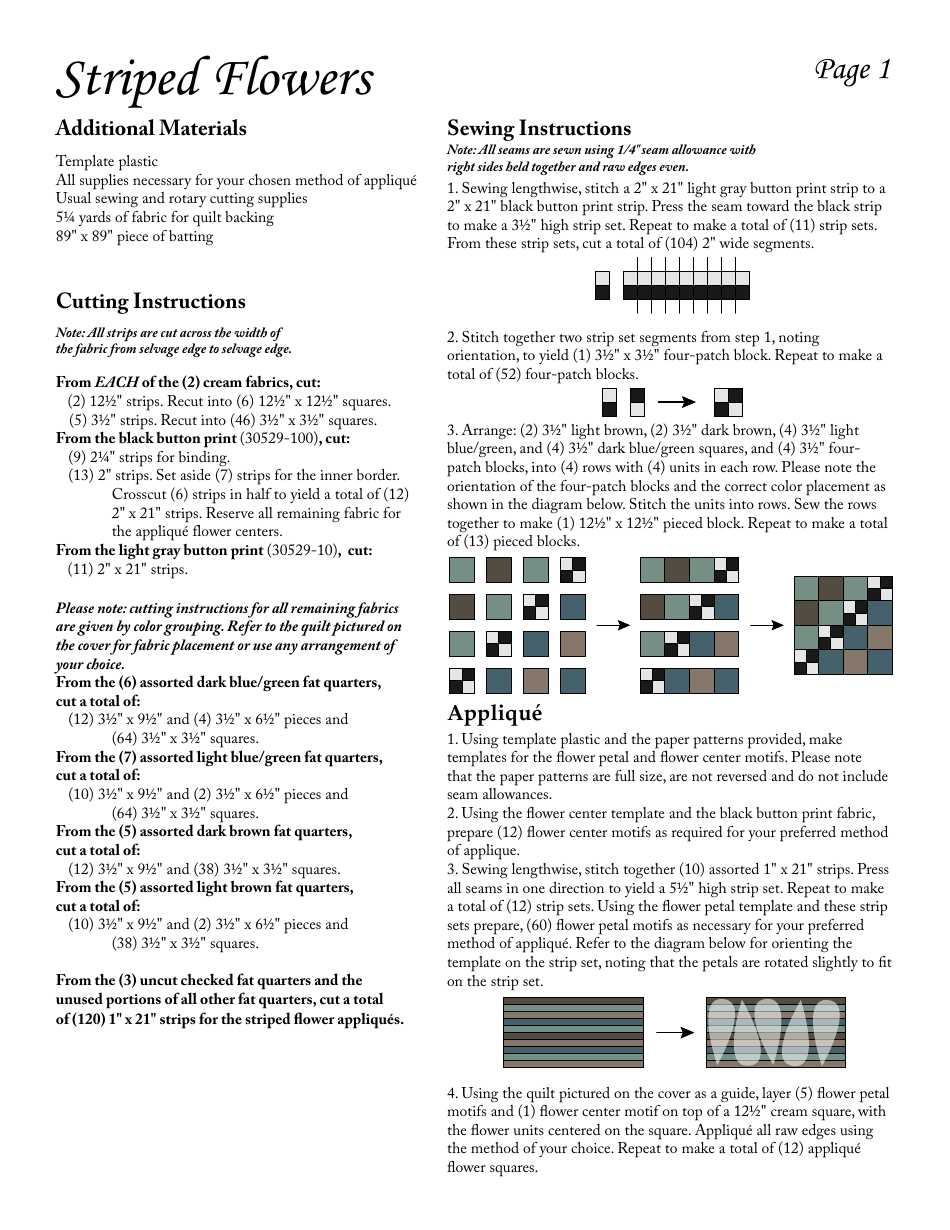 Striped Flowers Quilt Pattern Templates - Lynette Anderson Designs, Page 3