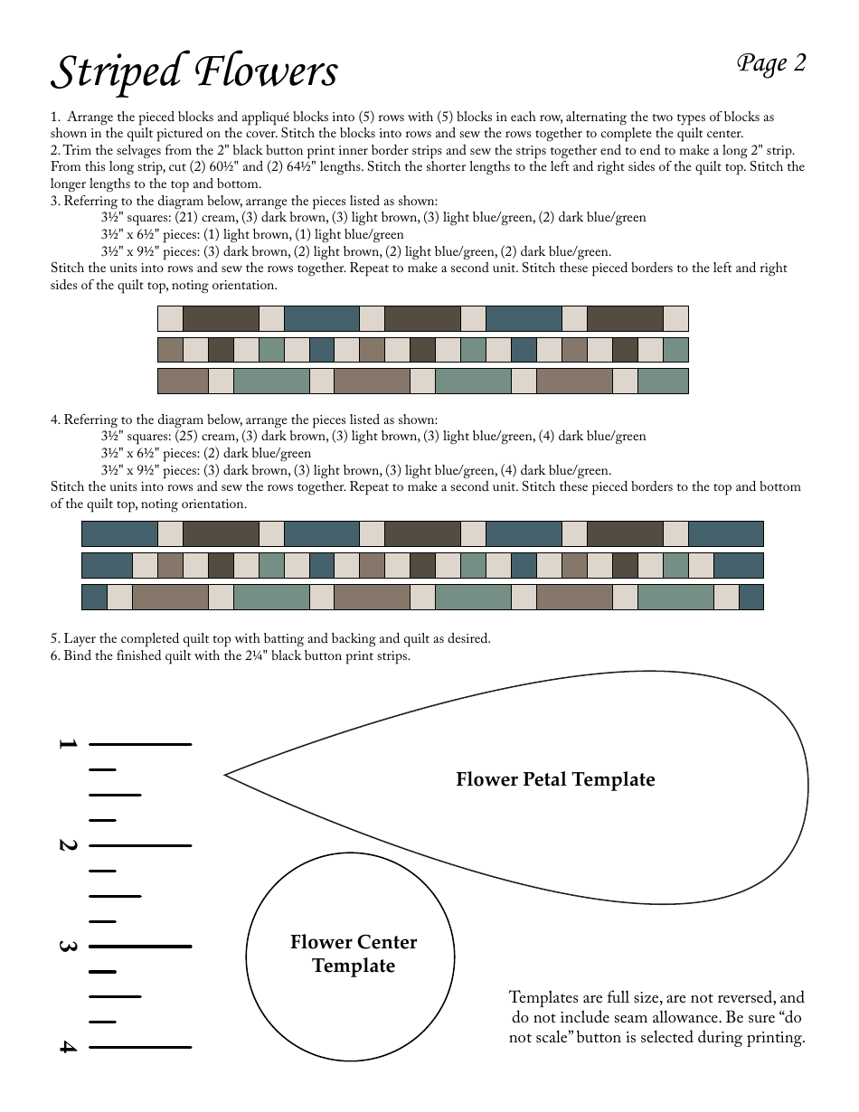 Striped Flowers Quilt Pattern Templates - Lynette Anderson Designs, Page 4