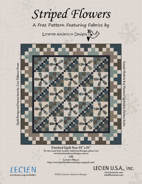 Striped Flowers Quilt Pattern Templates - Lynette Anderson Designs
