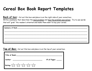Cereal Box Book Report Templates - Table, Page 2