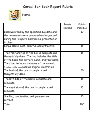 Cereal Box Book Report Templates - Table, Page 5