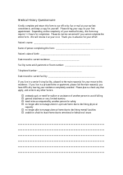 Document preview: Medical History Questionnaire