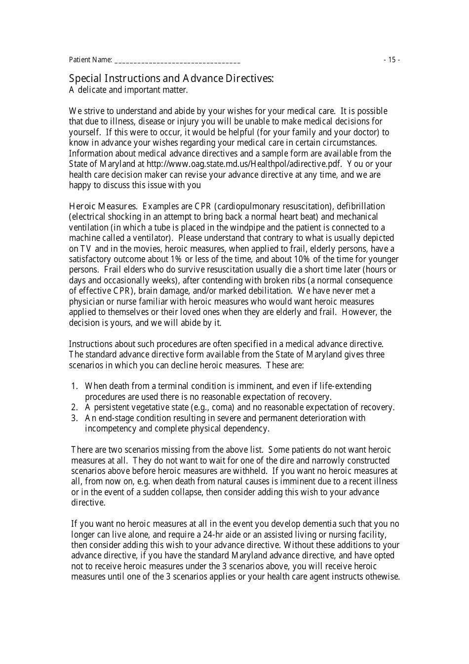 Medical History Questionnaire, Page 15