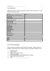 Medical History Questionnaire, Page 4