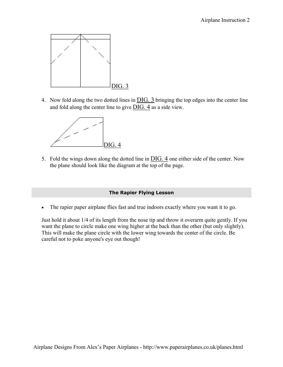 Rapier Paper Airplane Design, Page 2