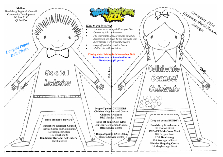 Paperdoll Chain Template Image - Printable PDF Document