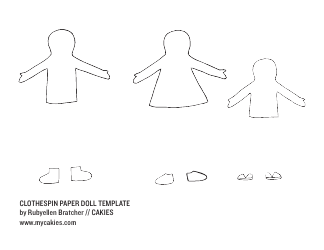 Document preview: Clothespin Paper Doll Template