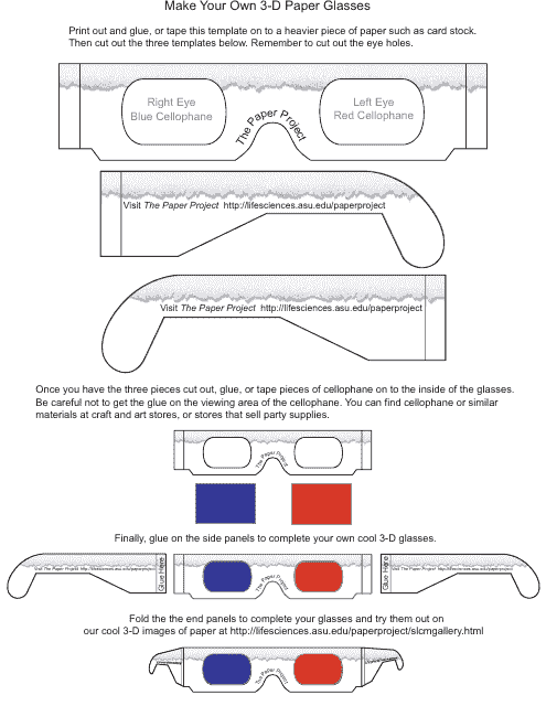 3D paper glasses template - TemplateRoller