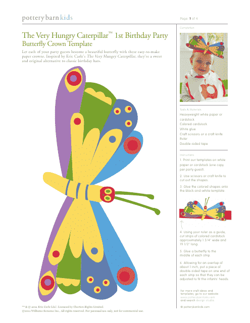 Butterfly Crown Template - Eric Carle, Williams-Sonoma