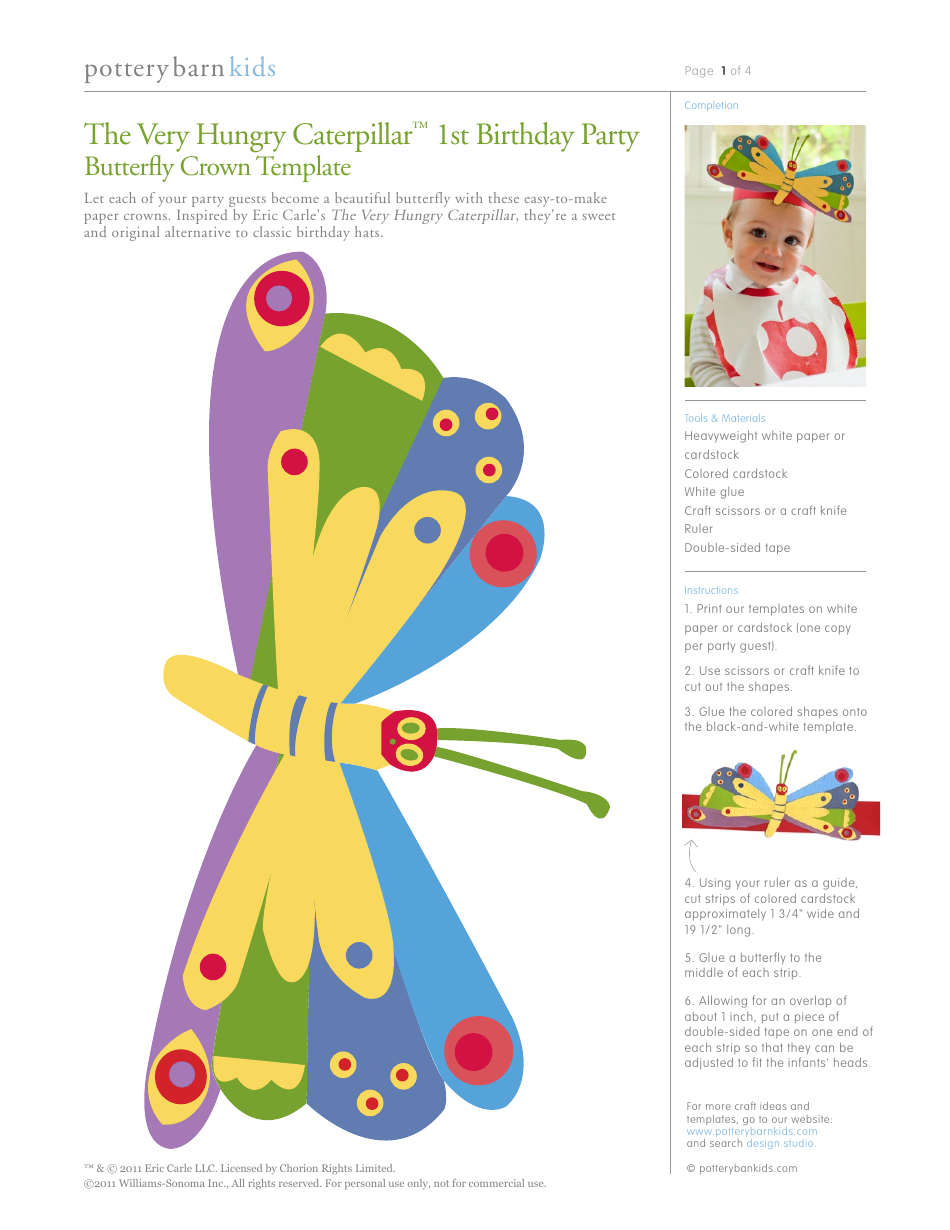 Butterfly Crown Template - Eric Carle, Williams-Sonoma Download