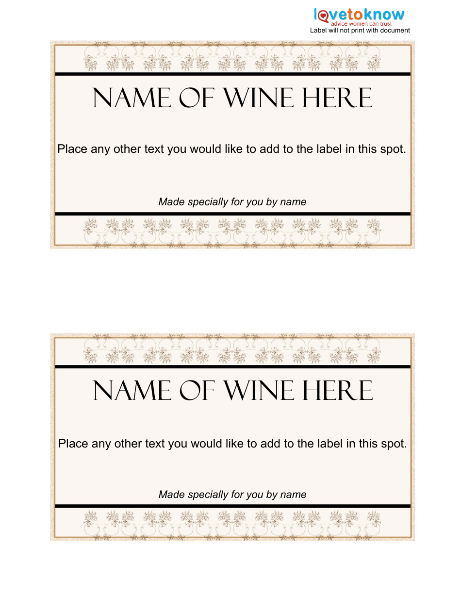 Wine Label Template Download Fillable PDF | Templateroller