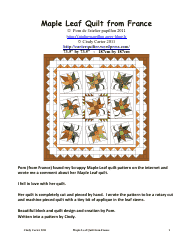 Document preview: Maple Leaf Quilt Pattern Template - Cindy Carter