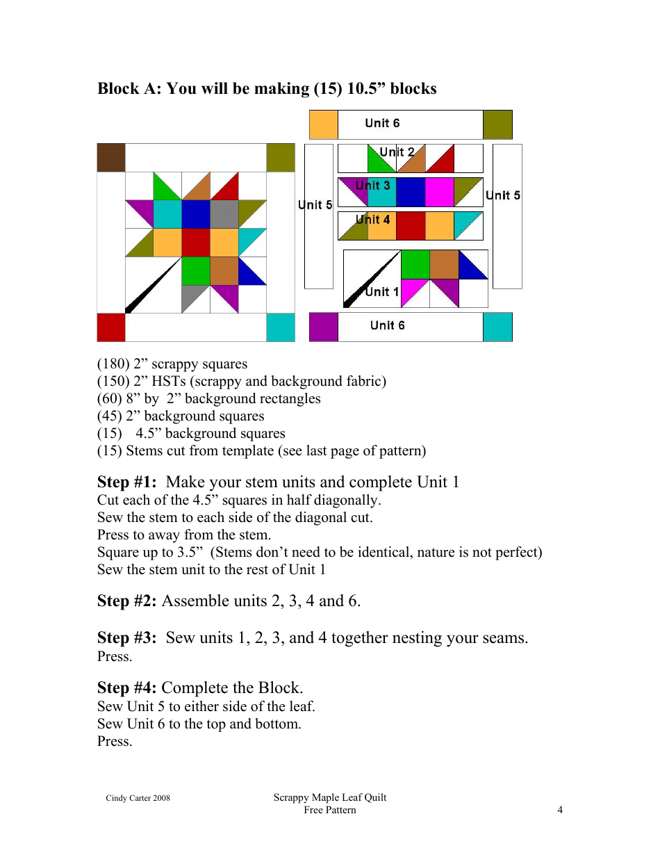 Scrappy Maple Leaf Quilt Pattern - Cindy Carter, Page 4