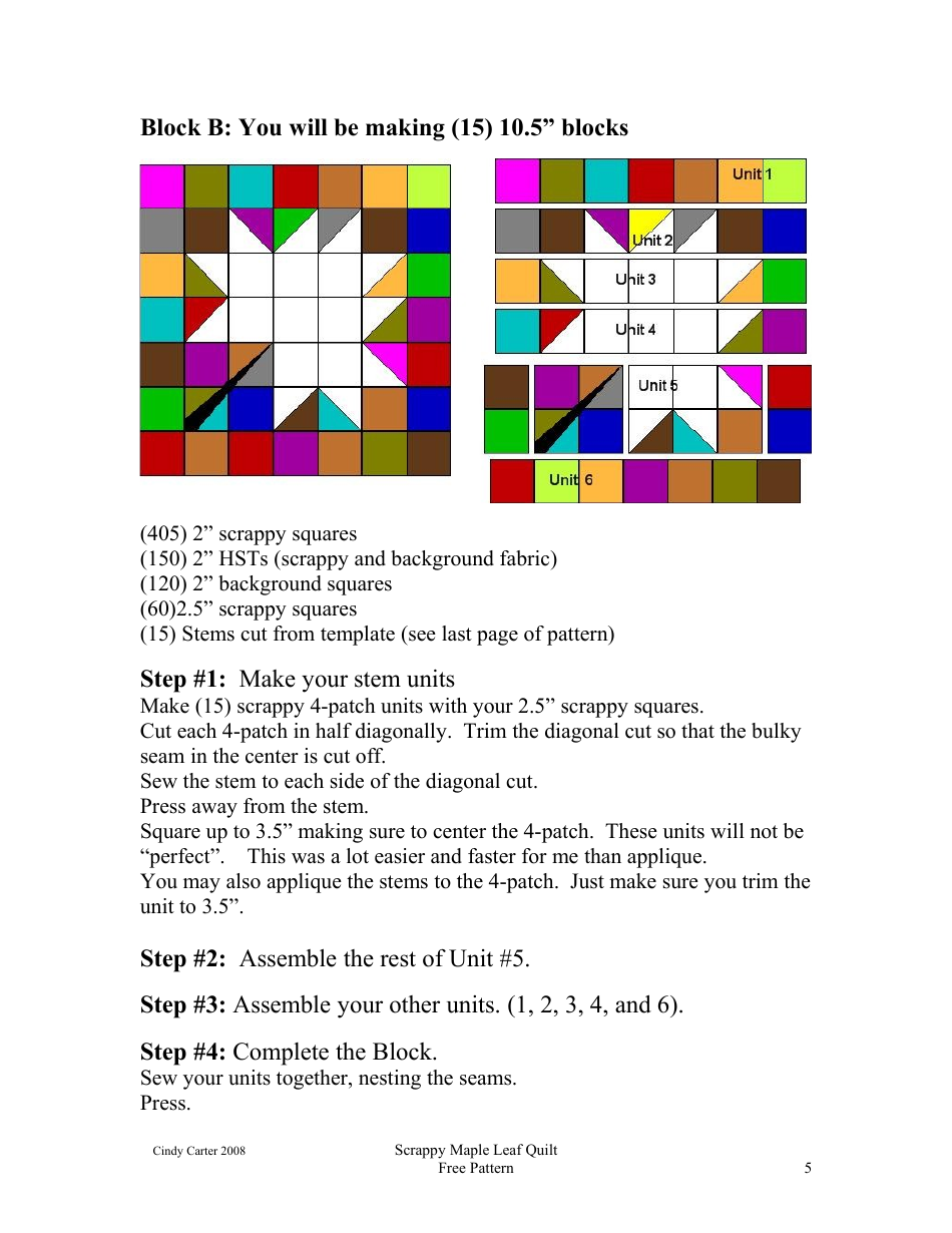 Scrappy Maple Leaf Quilt Pattern - Cindy Carter, Page 5