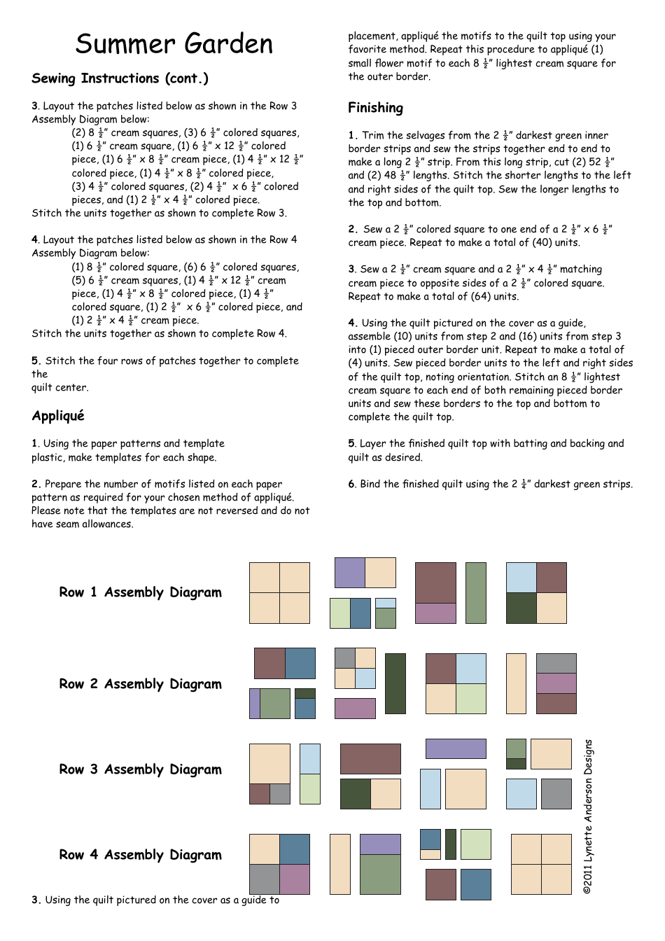 Summer Garden Quilt Pattern Templates - Lynette Anderson Designs, Page 4