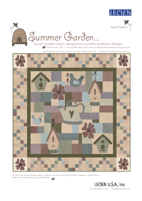 Summer Garden Quilt Pattern Templates - Lynette Anderson Designs