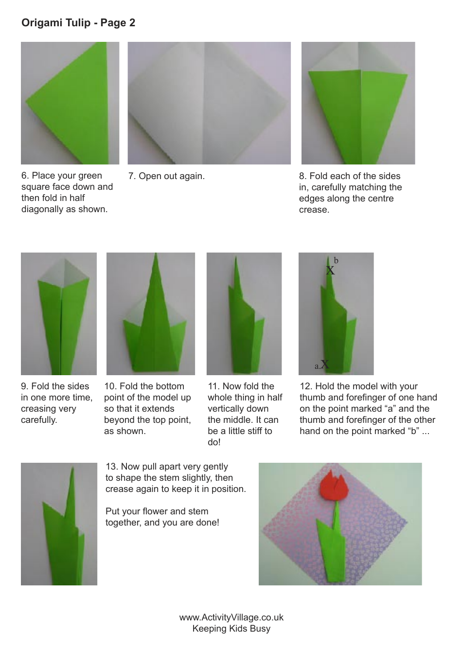 Origami Tulip Template - Flower Download Printable PDF | Templateroller