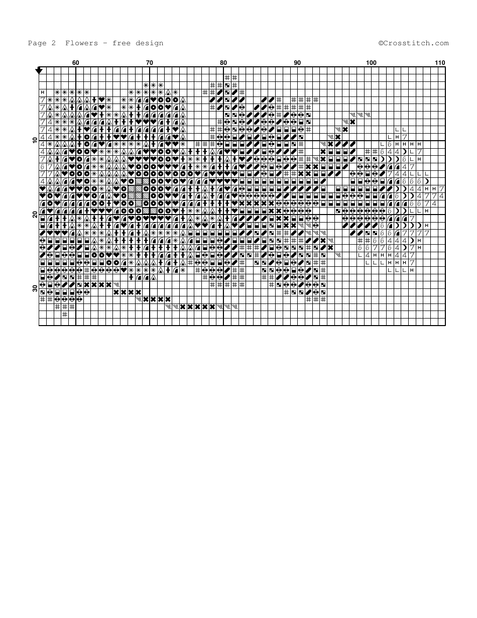 Flowers Stitching Pattern Template - Crosstitch, Page 3