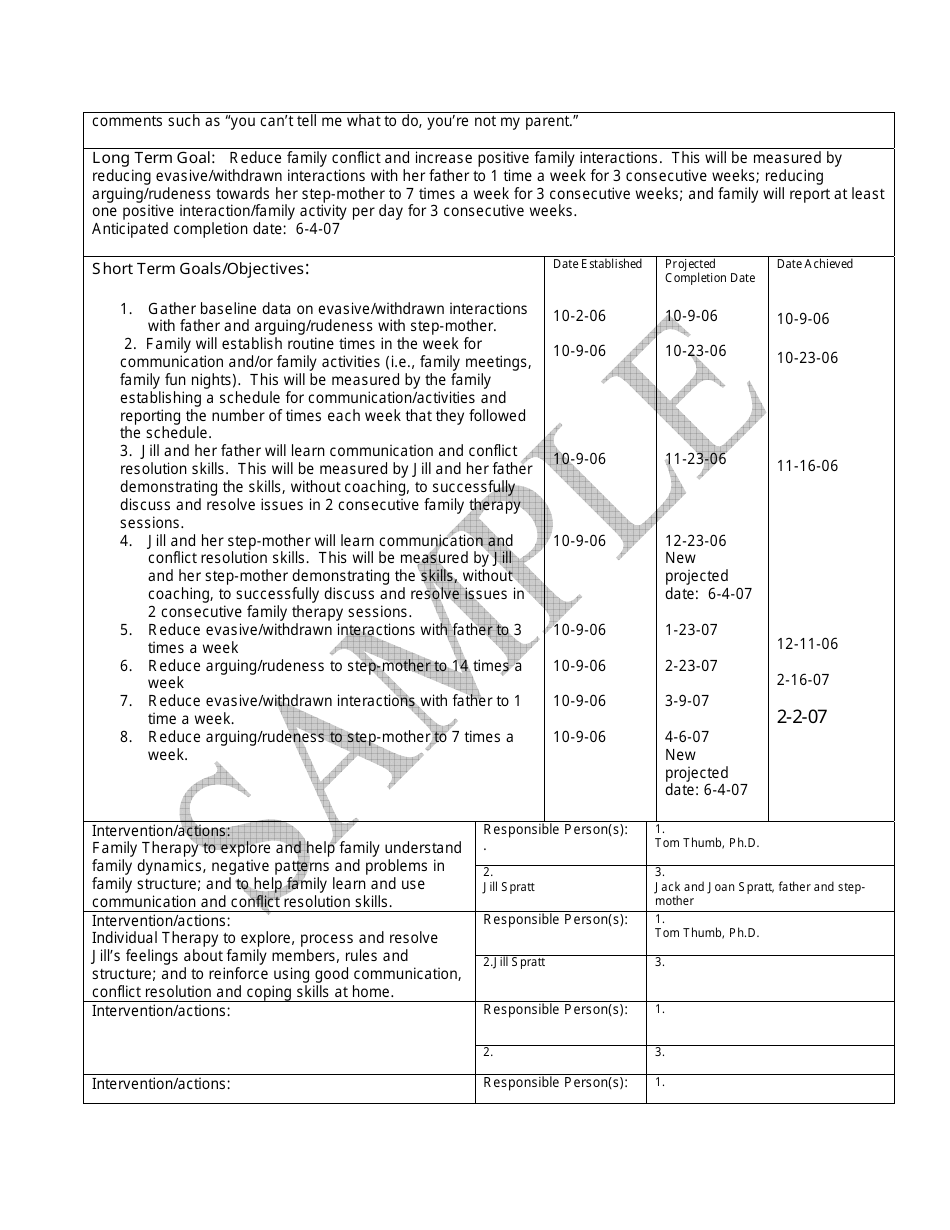 Sample Treatment Plan Update, Page 3