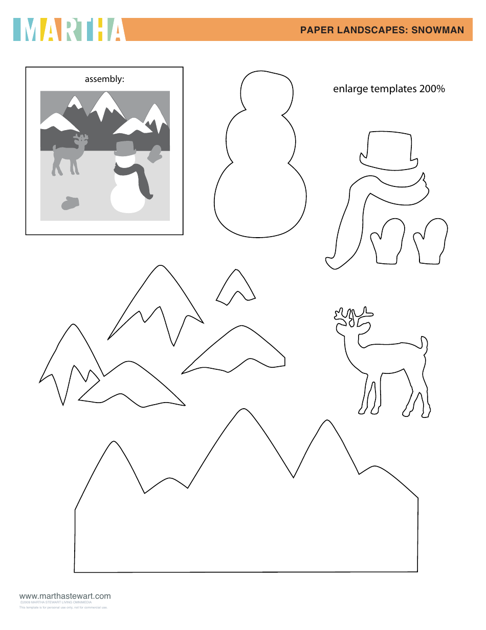 Snowman Landscape Template - Printable Image Preview