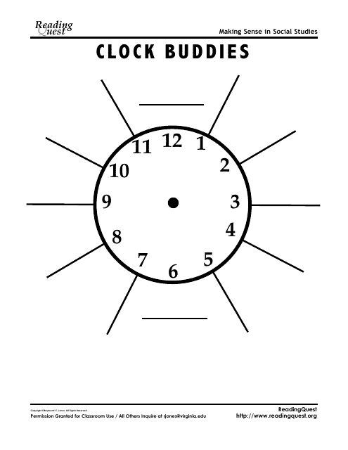 Clock Buddies Template - Reading Quest