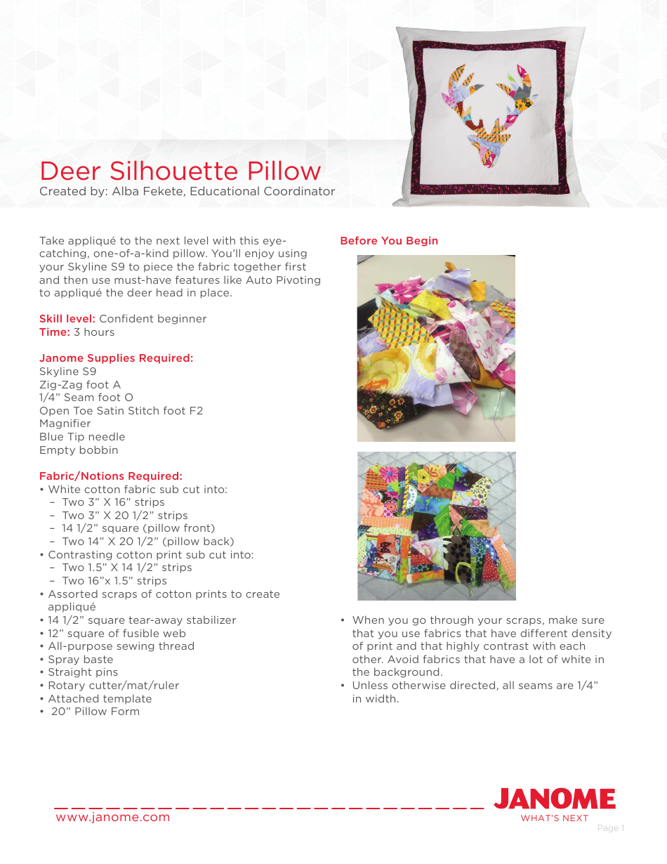 Deer Silhouette Pillow Template - Free Printable Document
