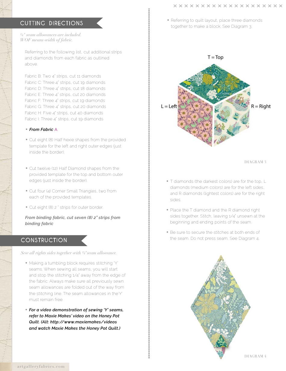 Terrarium Quilt Pattern Templates - Art Gallery Fabrics, Page 4