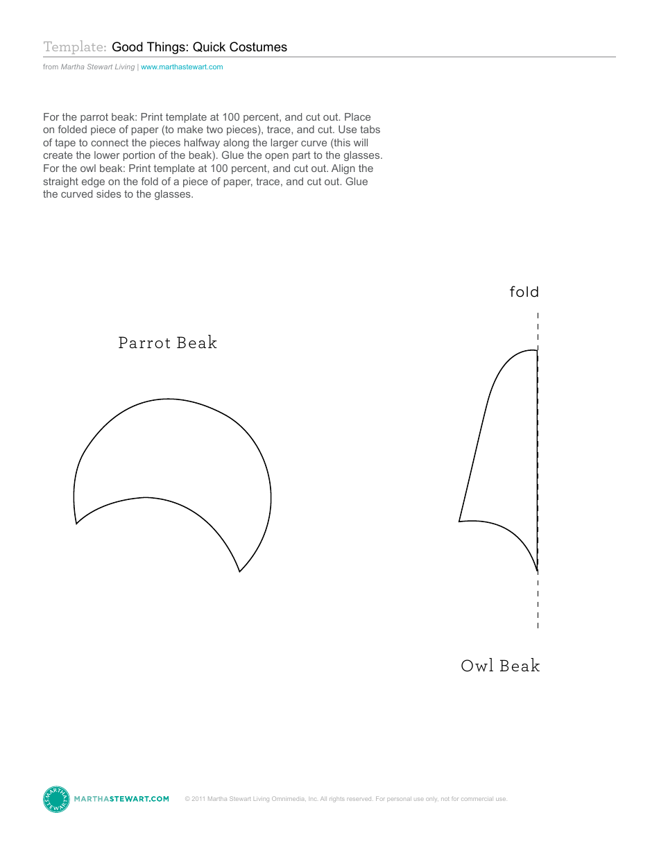 Paper Parrot Beak and Owl Beak Templates - Martha Stewart Living ...