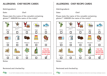 Document preview: Allergens: Chef Recipe Cards - United Kingdom