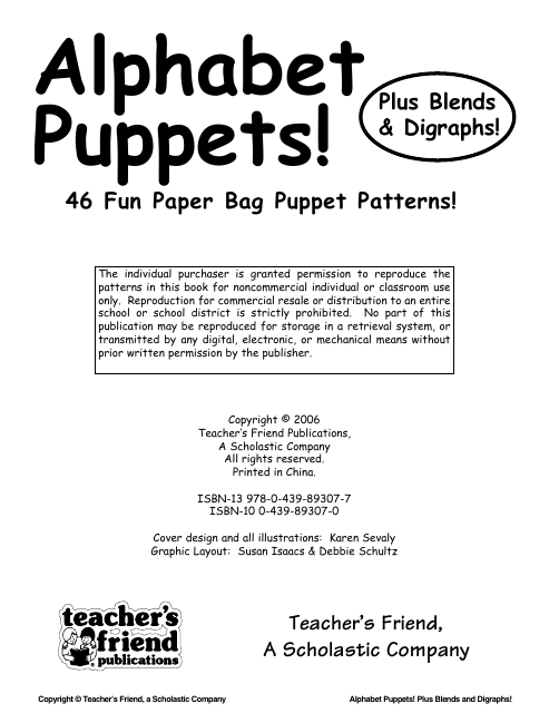 Alphabet Paper Bag Puppet Pattern Templates - Teacher's Friend, a Scholastic Company