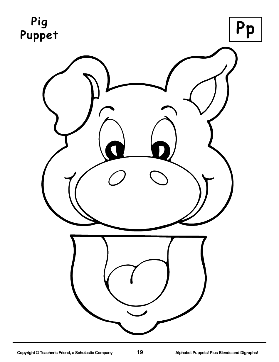 Alphabet Paper Bag Puppet Pattern Templates - Teachers Friend, a Scholastic Company, Page 19