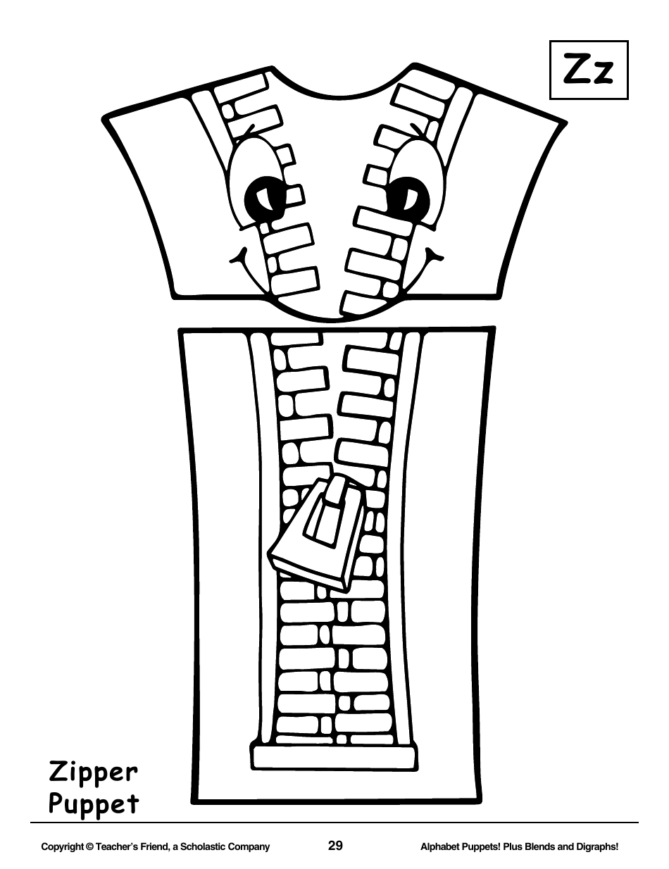 Alphabet Paper Bag Puppet Pattern Templates - Teachers Friend, a Scholastic Company, Page 29