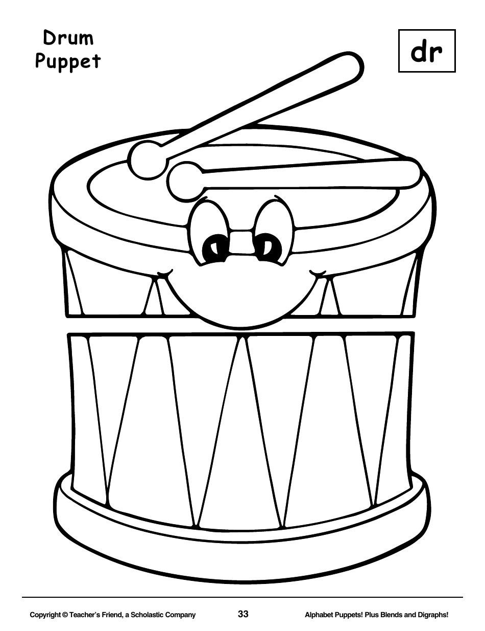 Alphabet Paper Bag Puppet Pattern Templates - Teachers Friend, a Scholastic Company, Page 33