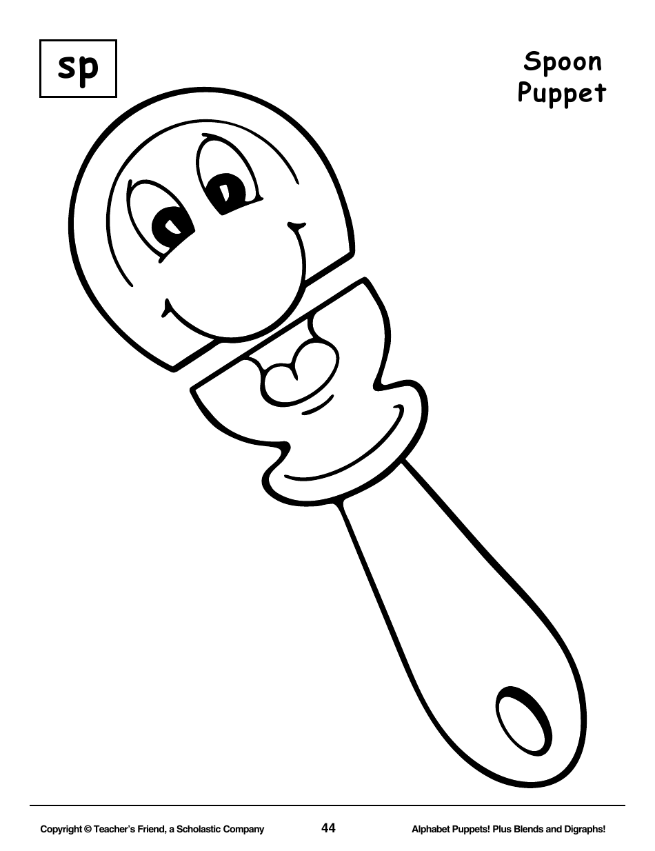 Alphabet Paper Bag Puppet Pattern Templates - Teachers Friend, a Scholastic Company, Page 44