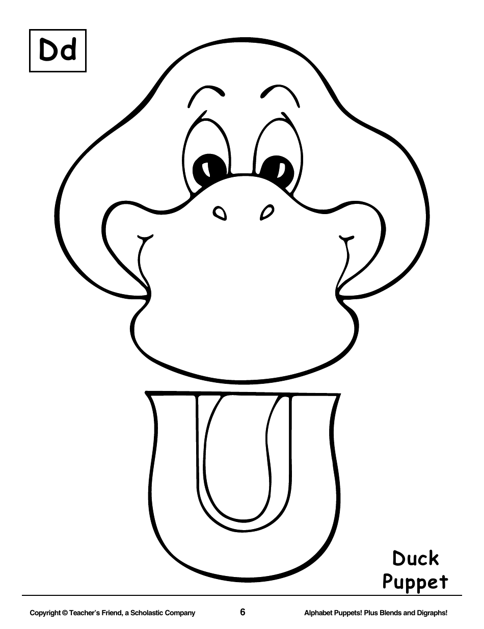 Alphabet Paper Bag Puppet Pattern Templates - Teachers Friend, a Scholastic Company, Page 6