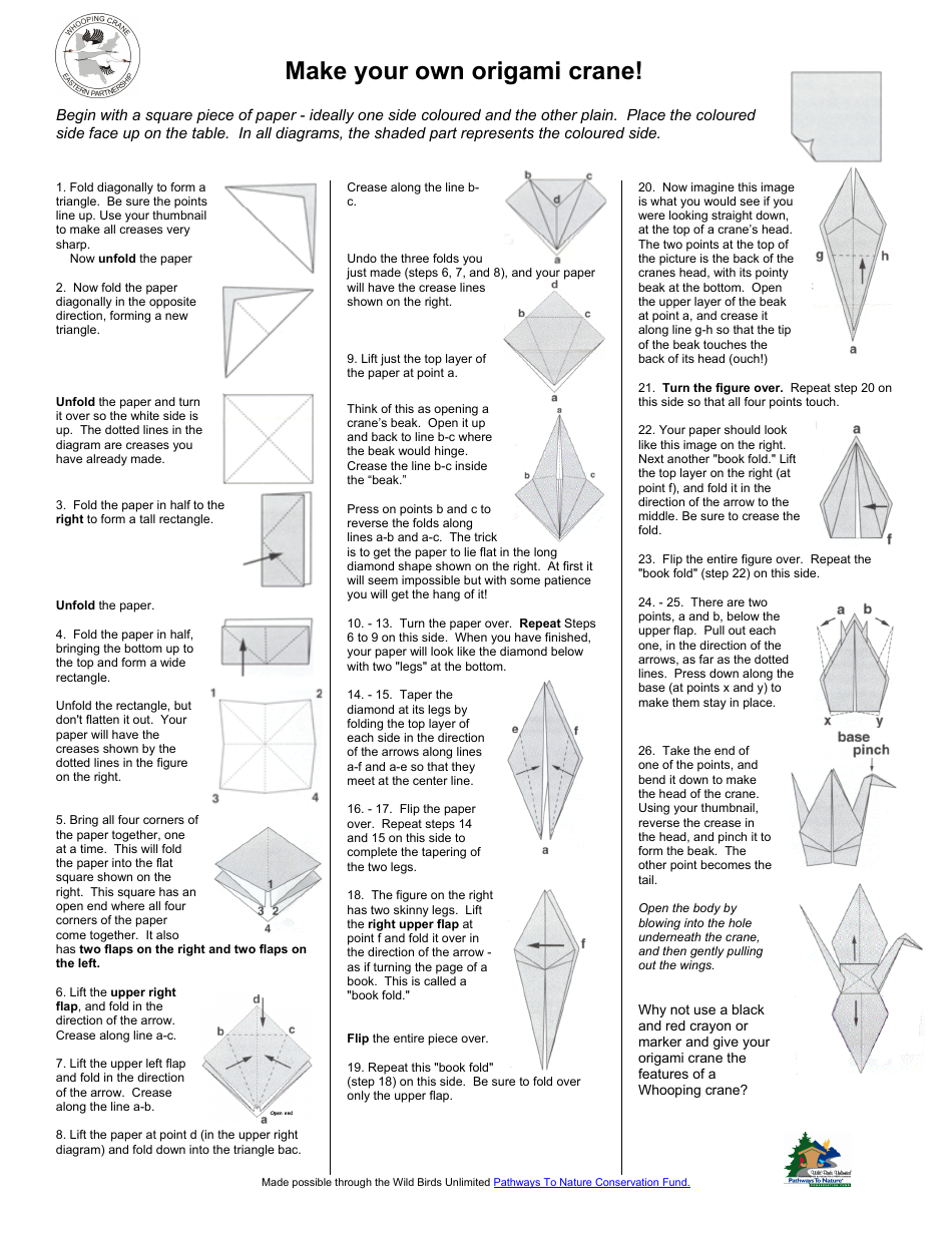 Step-by-step Origami Crane Tutorial