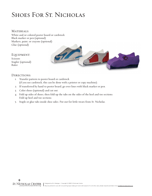 Shoes for St. Nicholas Pattern Templates - Nicholas Center