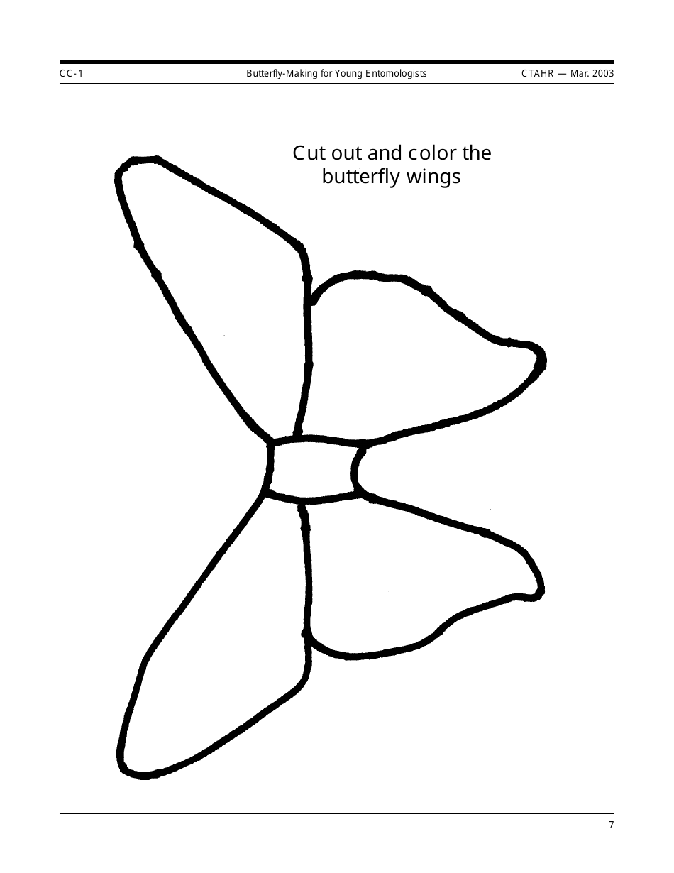 Young Entomologists Butterfly Craft Templates, Page 7