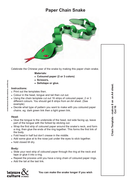 Paper Chain Snake Templates