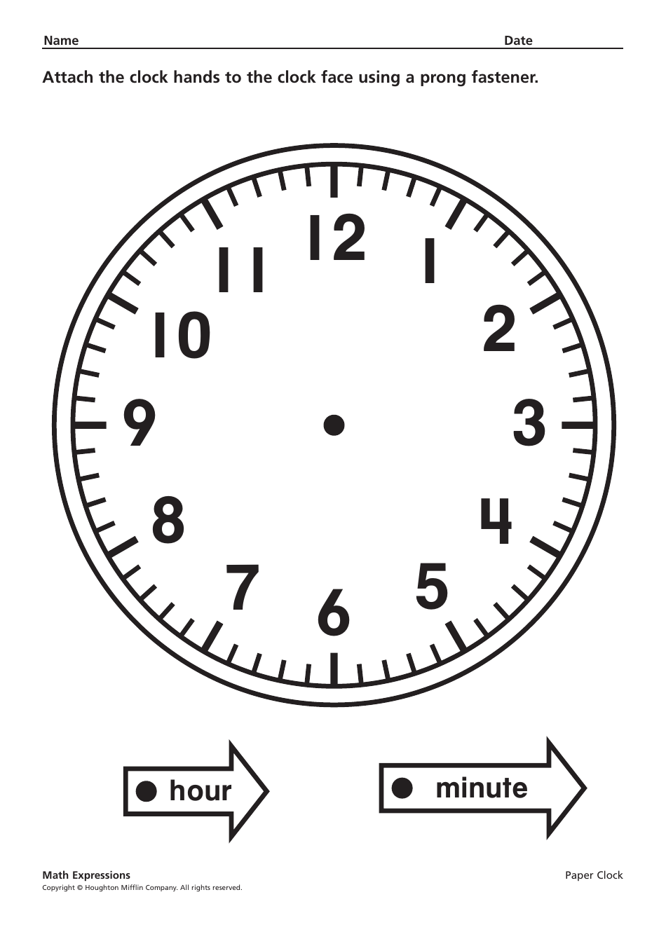 Paper Clock Template Download Printable PDF | Templateroller