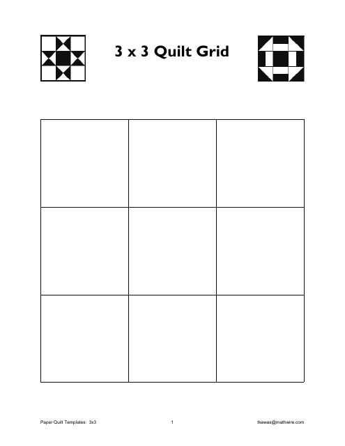 3X3 Paper Quilt Grid Templates - Printable PDF Document Image