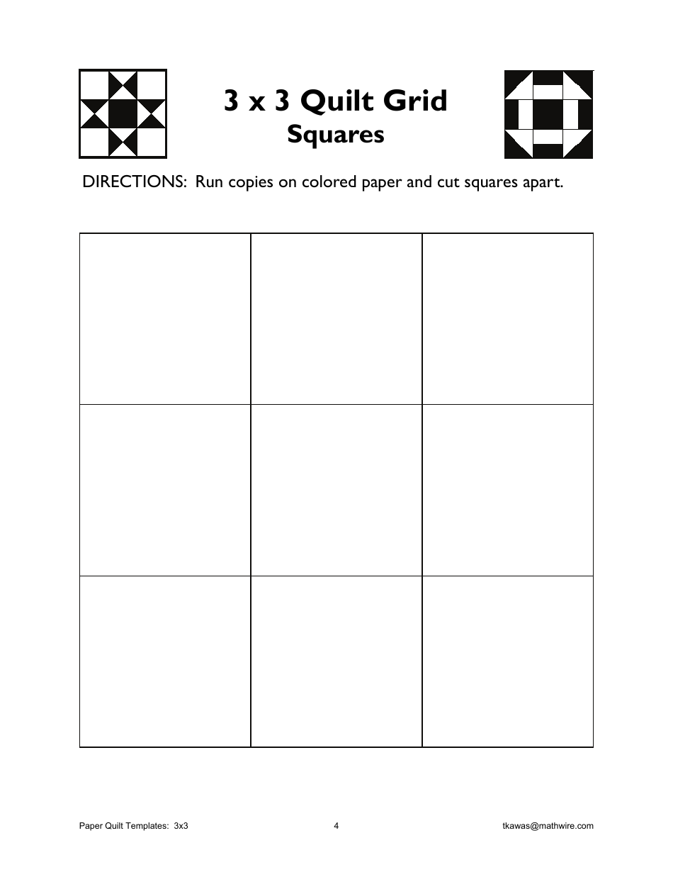 3 X 3 Paper Quilt Grid Templates, Page 4